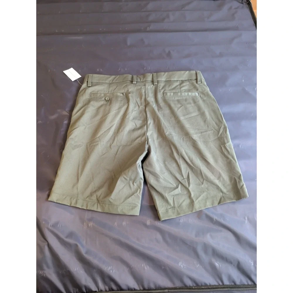Amazon Essentials Mens Green Slim Fit Chino Shorts Cotton Zip Pockets Size 38